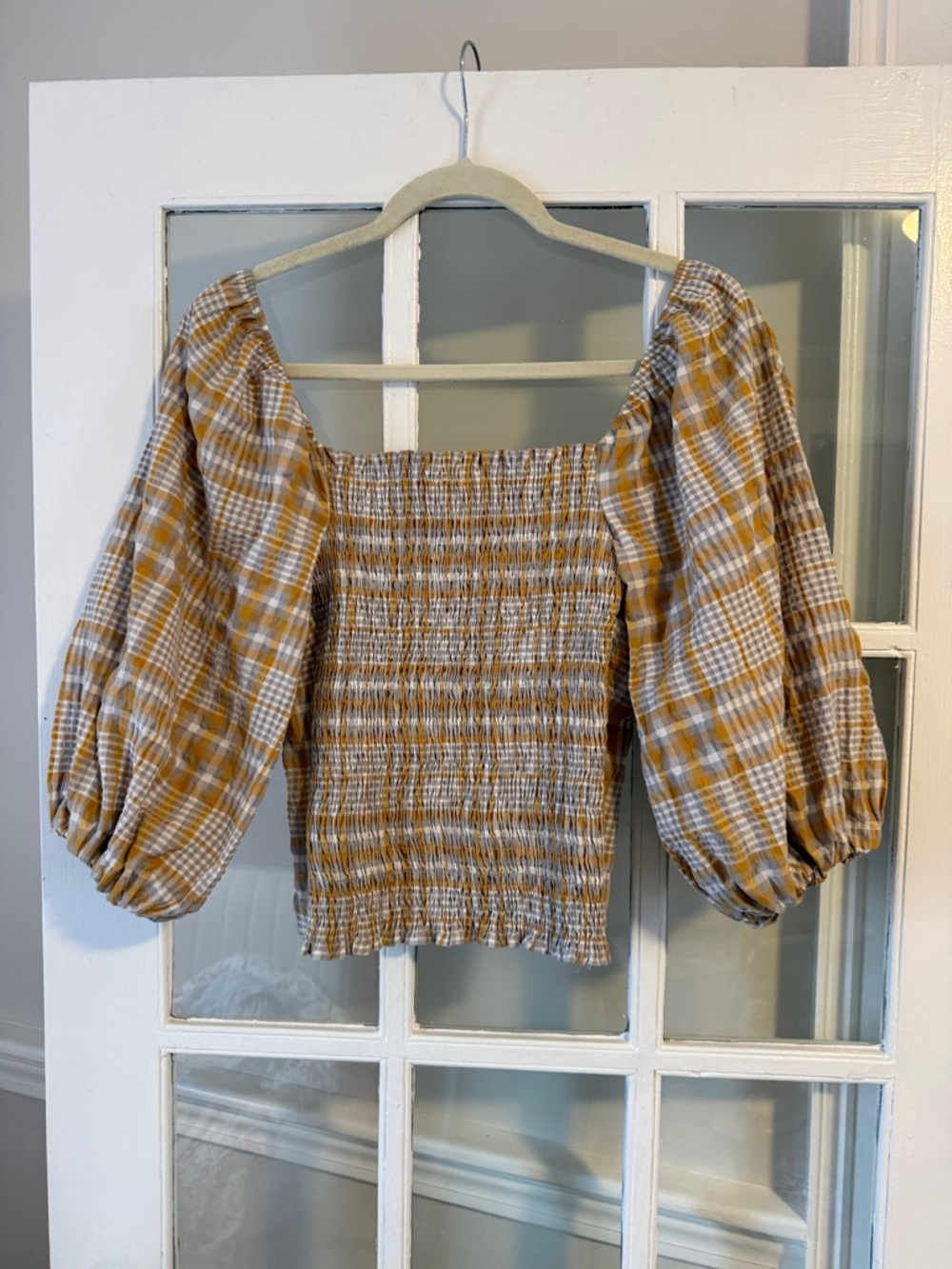Maeve by Anthropologie Plaid Square neck Blouse - Picture 5 of 8